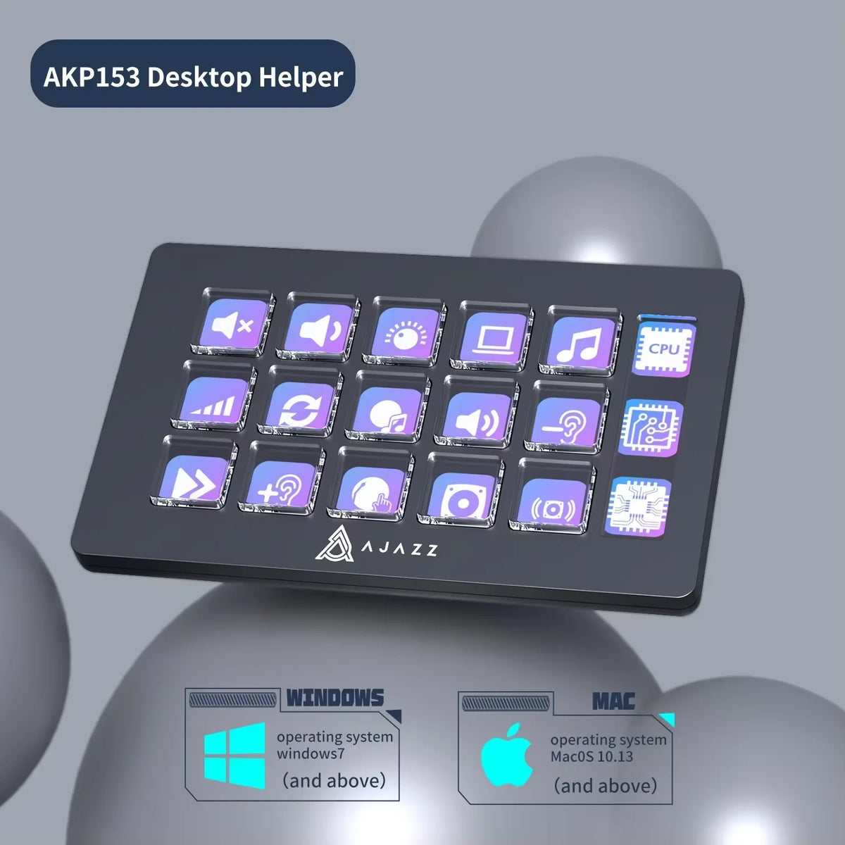AJAZZ AKP03E/AKP153E Desktop Controller Mini Keyboard Helper, Wired Connection, Supports PC and Laptops, Supports Various DIY