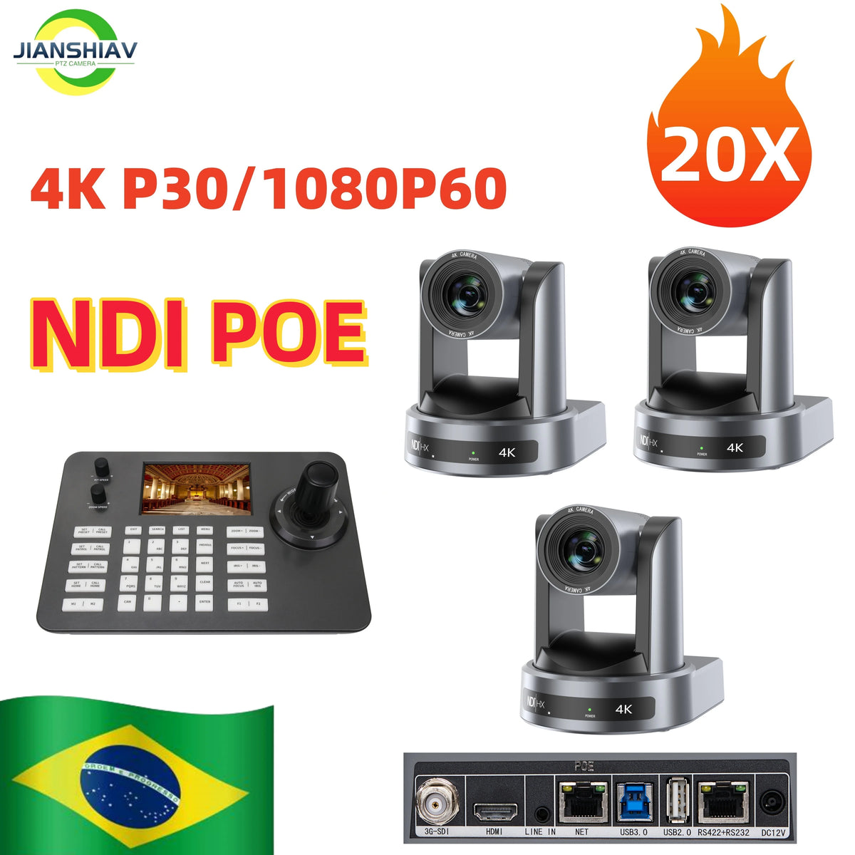 4K NDI 1pc-10pcs PTZ Camera SDI HDMI POE USB 20 Zoom Video Conference Camera for Church Business Meeting 1PC Controller Keyboard