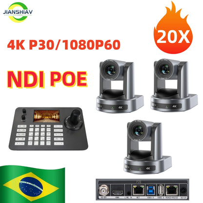 4K NDI 1pc-10pcs PTZ Camera SDI HDMI POE USB 20 Zoom Video Conference Camera for Church Business Meeting 1PC Controller Keyboard