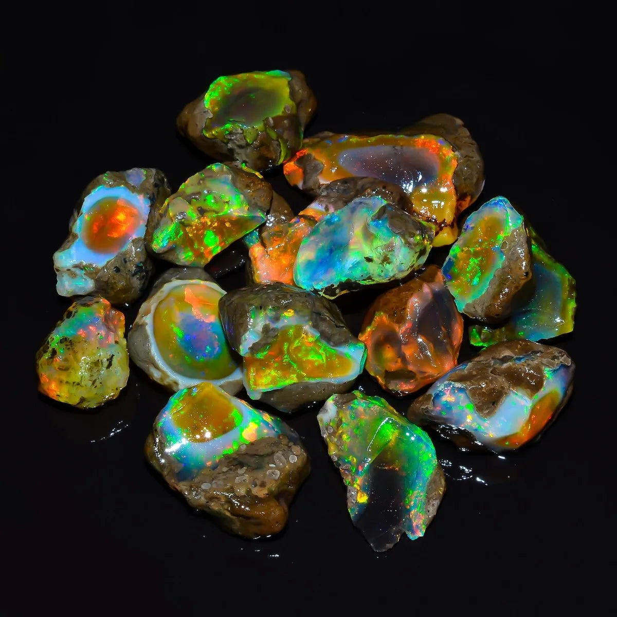 25-70CT Genuine Ethiopian Opal Rough Natural Fire Opal Loose Stone Play Of Color Gemstone For Jewelry Making Mineral Specimen