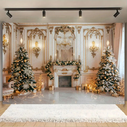 Christmas Glitter Photography Backdrop Street Xmas Gifts Pine Tree Family Portrait Festival Party Studio Photo Background Banner