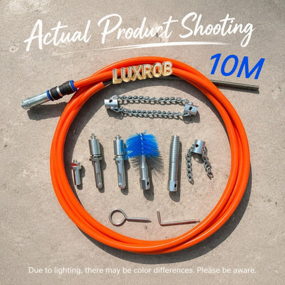 3-20M Drain Cleaning Hose 10mm 65Mn Spring Steel Pipe Sewer Drain Auger Cleaner with 9pcs Accessories for Pipeline Dredge Tool
