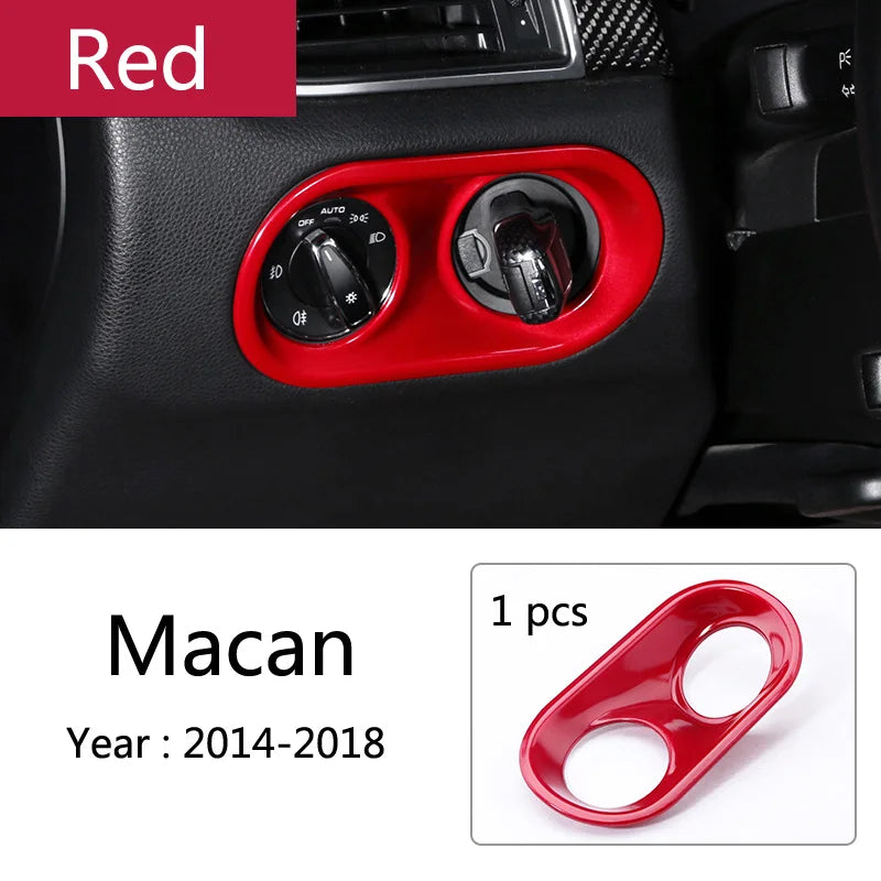 Car Styling Inner Console Headlight Switch Buttons Frame Decorative Cover Trim Strip Stickers For Porsche Macan Auto Accessories