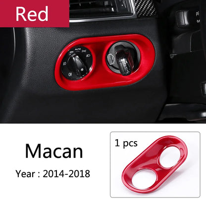 Car Styling Inner Console Headlight Switch Buttons Frame Decorative Cover Trim Strip Stickers For Porsche Macan Auto Accessories