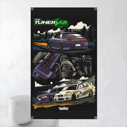 60x90cm 90x150cm Racing JDM Car Art Flag Polyester Printed Banner For Home Decoration