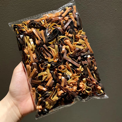 100pcs of Coffee Brown Elastic Hair Ties - Disposable High-Elasticity Ponytail Holders for Women And Girls.