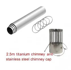 Portable 3m Titanium Chimney and SUS304 Chimney Cap Kit Tent Stove Accessories Outdoor Camping Wood Stove DIY Tube