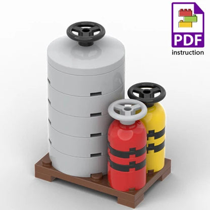 MOC Fuel Gas Tank Building Blocks Kit Wine Barrels Goods Container Forklift Bricks Toys Boys Gift