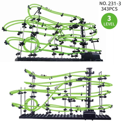 Marble Run Maze Race Track Games Luminous Spacerail Rollercoaster Ball Level 2 3 4 Electric Elevator Model Education Science Toy