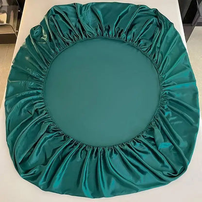 Satin Elastic Fitted Sheet Solid Mattress Cover  for Single Double Couple King Queen Full Twin Bedsheet  (No Pillowcase)