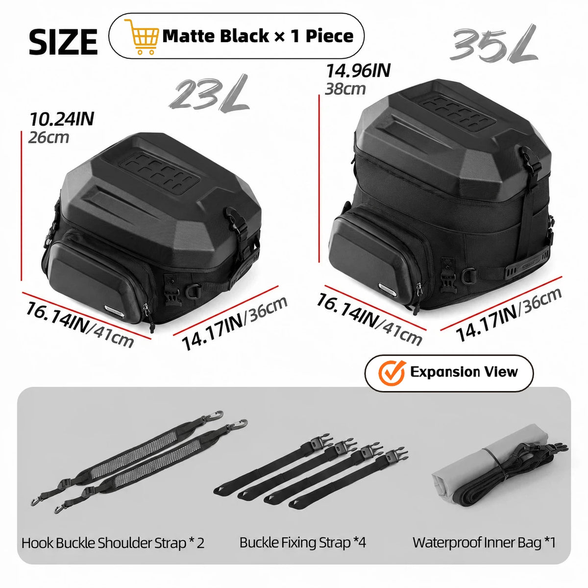 Rhinowalk Motorcycle Helmet Tail Bag 23L-35L Expandable Waterproof Rear Seat Bag Backpack for Street Sport ADV Bikes Storage New