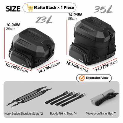 Rhinowalk Motorcycle Helmet Tail Bag 23L-35L Expandable Waterproof Rear Seat Bag Backpack for Street Sport ADV Bikes Storage New