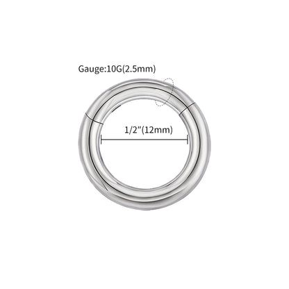 Right Grand ASTM F136 Titanium Large Gauge 6G 8G 10G Single Hinged Clicker Segment Hoop Ring Septum Nose Piercing