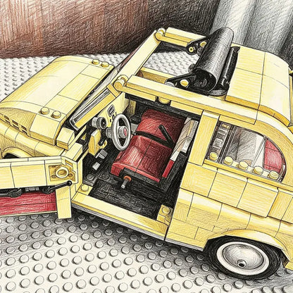 New 900+PCS MOC City Yellow Cars Building Blocks Set DIY Garage Creative Construction Gift for Teens Adult Spac Block Enthusiast