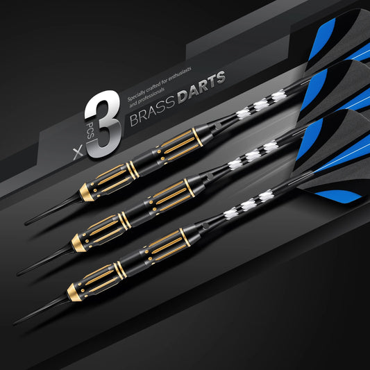 Huanqu Safety Soft Dart Set, 3-Piece Set of 20g Professional Darts, Equipped with Soft Dart Tips, Aluminum Dart Shafts, Copper Dart Bodies, Pet Dart Wings, O-Ring Anti-Loosening Rings, and Other Accessories, with Non-Slip Gri