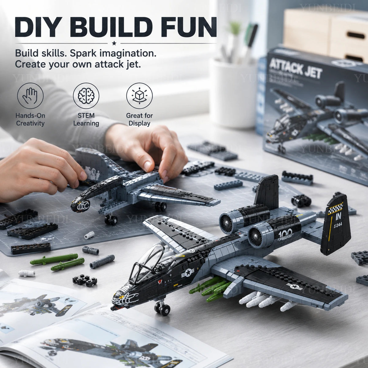 F14 Block Aircraft Military Series Block Support Attack Aircraft Model Wildcat Fighter Toy Gift To Children