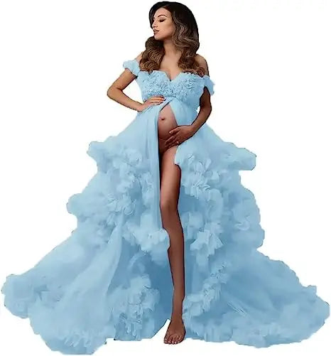 Sexy Maternity Gowns Photoshoot  Ruffles baby shower платье для беременных فساتين حوامل vestidos para embarazadas photoshoot