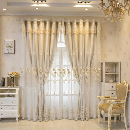 1pc European Style Dual-Layer Blackout Curtain, Top Eyelet Design,for Living Room and Bedroom, All-Season Elegant Home Decor