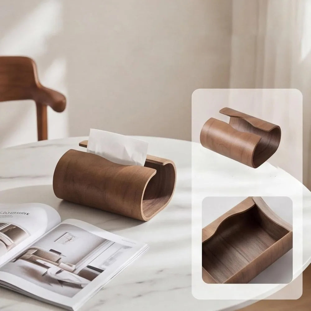 Natural Wood Tissue Box Organizer Napkin Holder Handcrafted Wooden Finish Rustic Fits Standard Tissue Package Farmhouse Decor