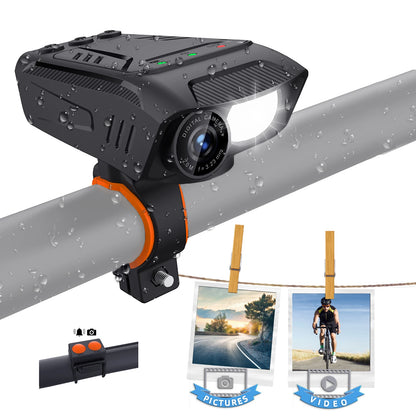 1080P Cycling Camera 30FPS Bicycle Camera Motorcycle Camera Rainproof with LED Flashlight Bike Horn Build-in Battery for Outdoor