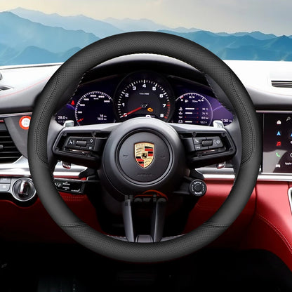 Leather Car Steering Wheel Cover for Porsche Cayenne Macan Panamera 718 2024 2025 Accessories