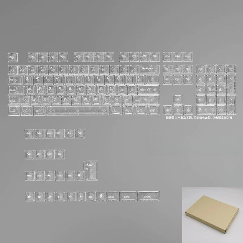 Black Carbon Fiber Texture Keycaps Transparent RGB Side Printed Cherry profile PC keycap set for MX Cherry Mechanical Keyboard