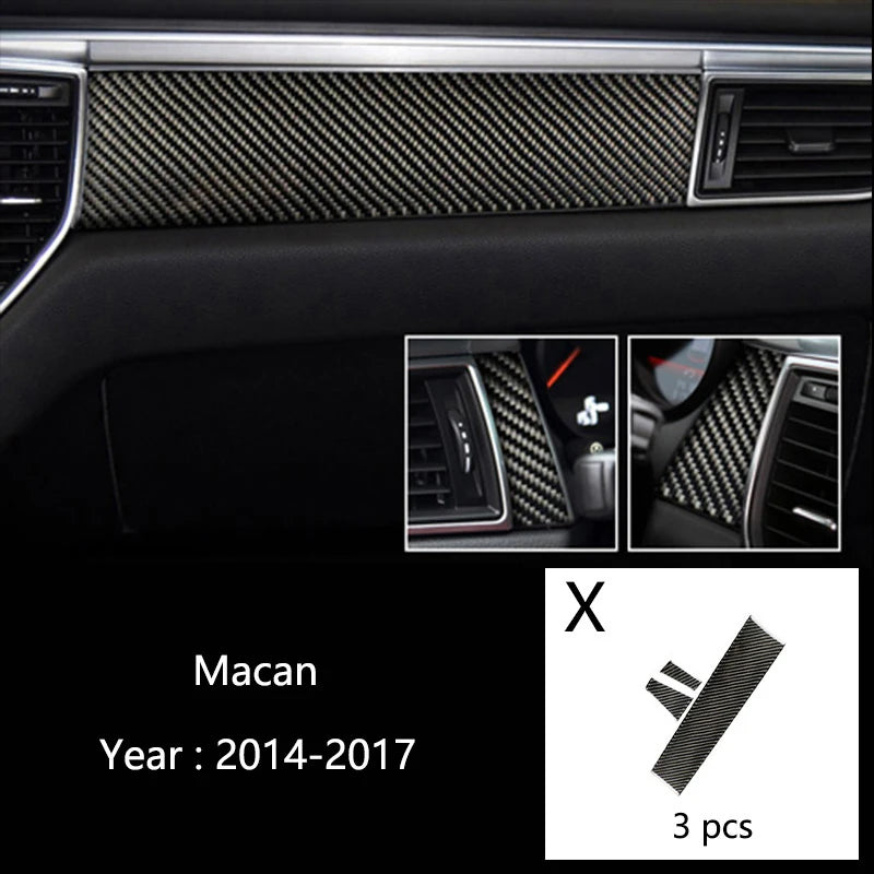 Car Styling For Porsche macan 2014-20 Carbon fiber Center Console Air outlet Dashboard Covers Stickers Interior Auto Accessories
