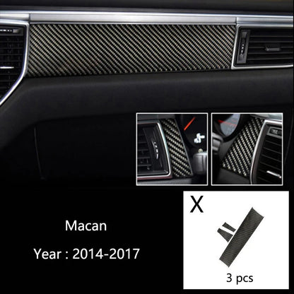 Car Styling For Porsche macan 2014-20 Carbon fiber Center Console Air outlet Dashboard Covers Stickers Interior Auto Accessories
