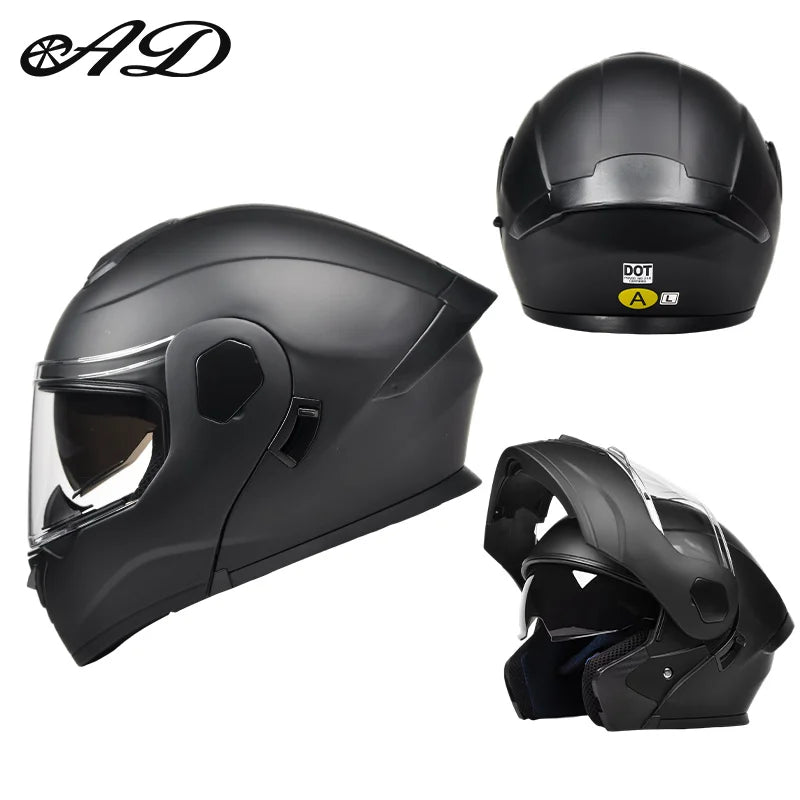 Dot Certified Ad Factory Open Face Motorcycle Helmet with Dual Visor Crash-Resistant Abs Motocross Riding Motorcycle Helmets