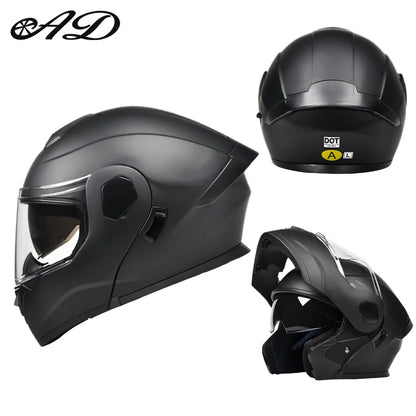 Dot Certified Ad Factory Open Face Motorcycle Helmet with Dual Visor Crash-Resistant Abs Motocross Riding Motorcycle Helmets