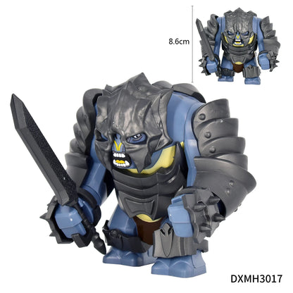 Orc Warrior Block Figures Set, Giant Troll Monster + 20Pcs Armored Soldier Models, Fantasy Army Building Bricks, Detailed Armor