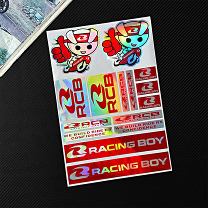 Whole Set Laser Rainbow Motorcycle Stickers Moto Bike Windshield Fairing Fender Fuel Tank Helmets Body Accessories Decals