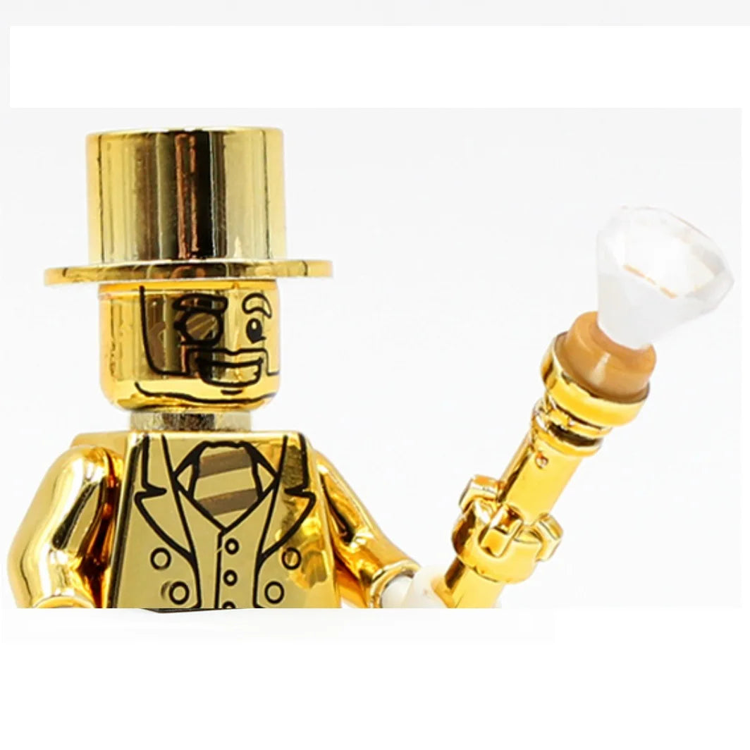 Electroplate Plating Chrome Mr Gold Building Blocks Golden Mini Action Figure Toys