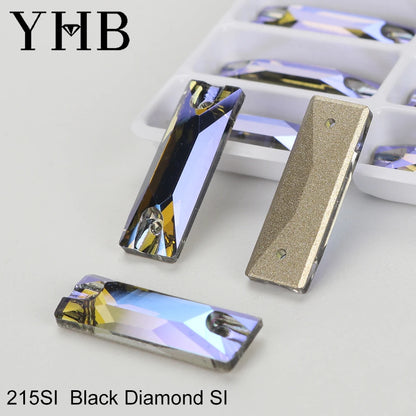 YHB Top Quality Cosmic Baguetee Glass Crystal AB Moonlight Sewing Stones Flatback Sew on Rhinestones For Garment Clothes Bags