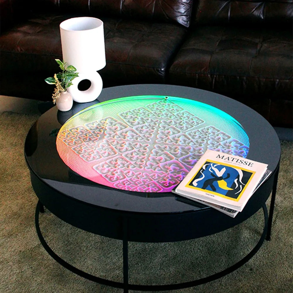 Automatic Sand Art Coffee Table, Magnetic Ball Quicksand Dynamic Art, Kinetic Meditation Sand Sculpture Round Table