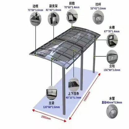 Modern Outdoor Aluminium Carport 2-Car Parking Waterproof Polycarbonate Flat Roof Sleek Metal Design Outdoor Parking Garage Shed