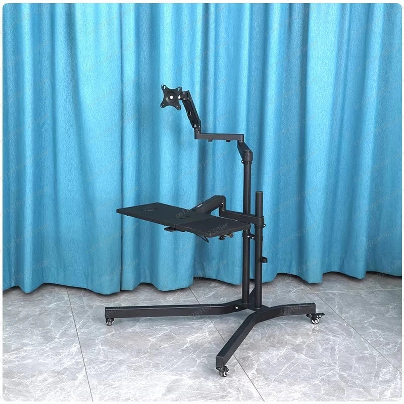 Multifunctional Lazy Bed Bedside Computer Desk Mobile Monitor Stand with Keyboard Bracket for Office Use