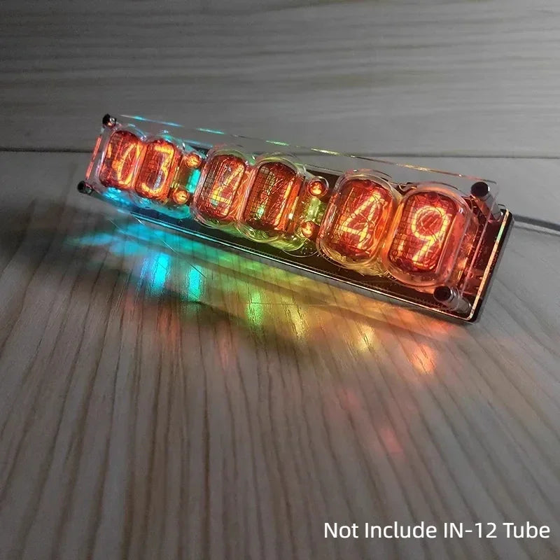 6-digit IN-12 neon tube clock,5VDC,premium version include remote control and LED lighting both versions not include neon tube