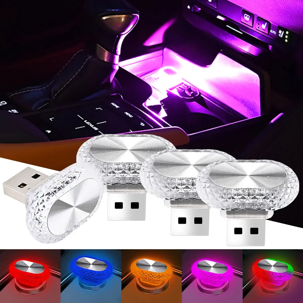 Car Interior Light LED Ambient Light Mini USB Decoration Light Environ ...