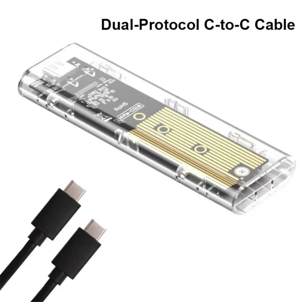M.2 NVME PCIe NGFF SATA Dual Protocol SSD Case Clear USB Type C 10Gbps PCI-E M2 SSD Transparent External Enclosure Hard Disk Box