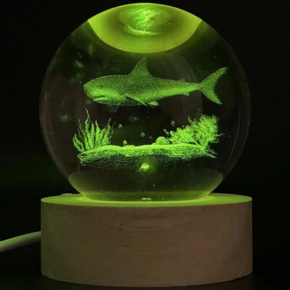 6cm 3D Ocean Shark Crystal Ball night light holiday gifts for friends oceanarium souvenir Decorative glass ball home decor