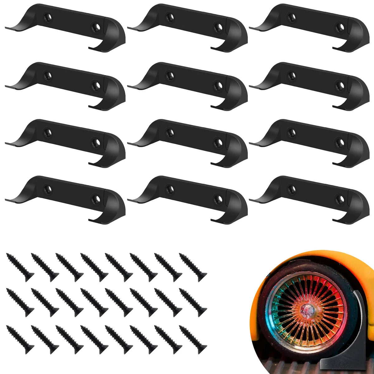 12/20Pcs Mount Firm Display Cars by Wheels on Wall Hanging Cars Display Rack Space-Saving Car Model Holder for Lego Car Models
