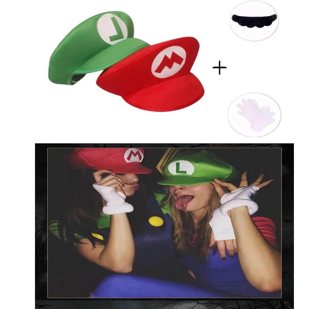 Anime Cartoon Cosplay Cap with Beard & Gloves Decoration, Boys Girls Halloween Dress Up Birthday Party Gift