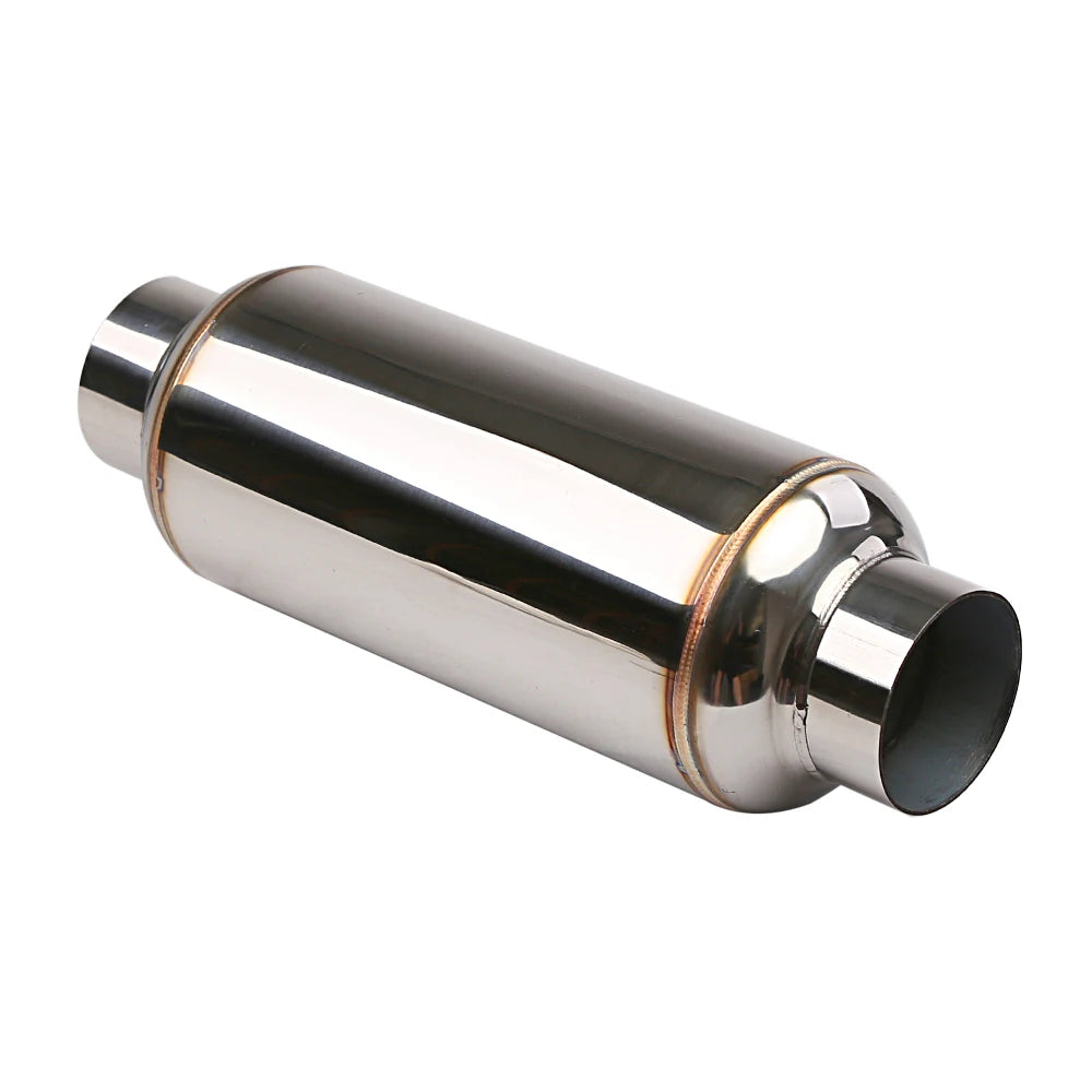 Universal 2.5" / 3" Inlet Exhaust Muffler Pipe Stainless Steel Resonator 12" Length Deep Sound Performance