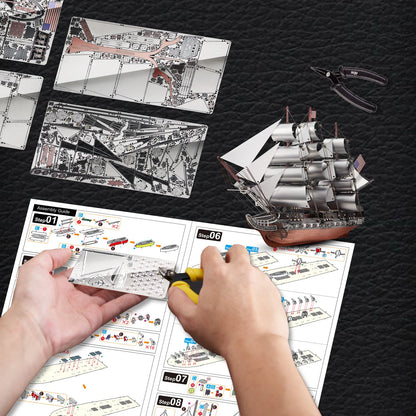 Piececool 3D Model Kits Sailing Frigate Ship Model Building Kits 3D Puzzles Adult Assembly DIY Kit for Brain Teaser Best Gifts