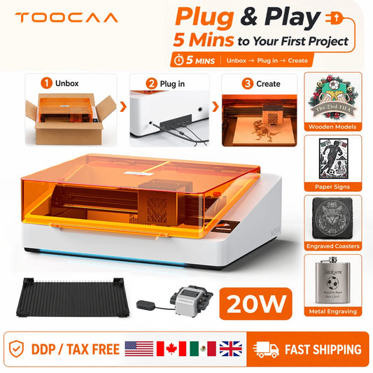 TOOCAA NOVA 20W Beginner-Friendly Laser Engraver With Smart Air Assist & Camera Enclosed Desktop Laser Cutter Machine Auto Focus