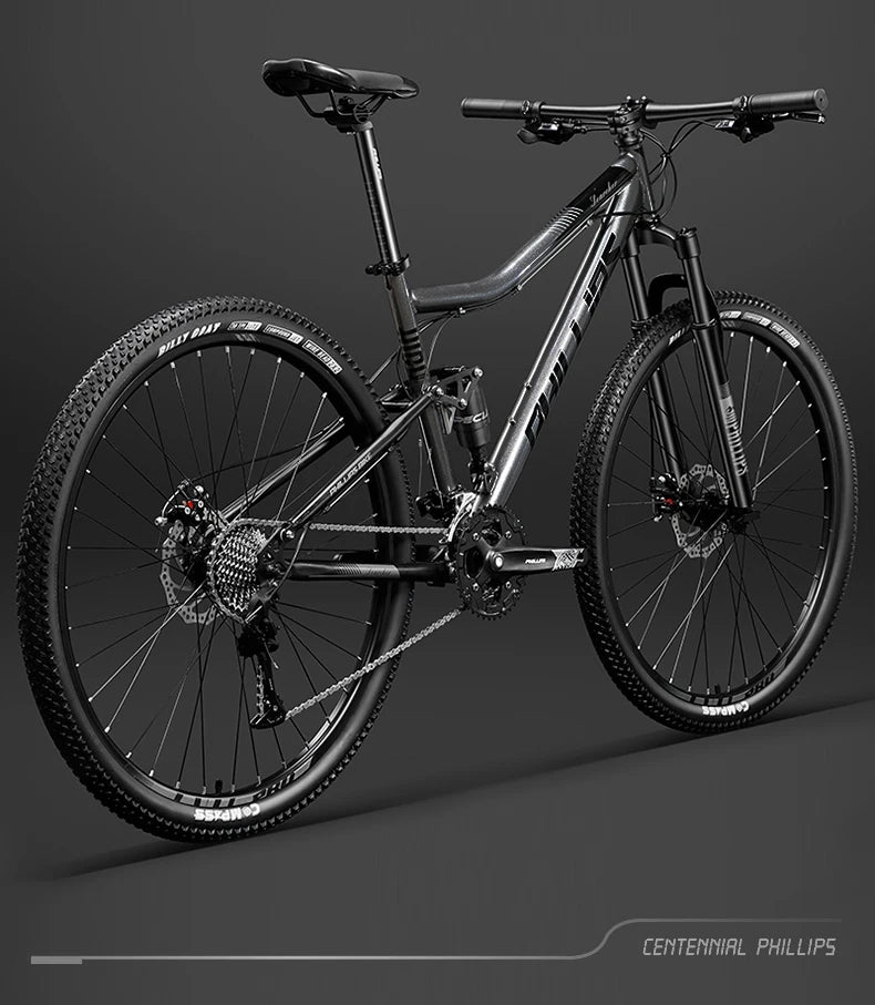 Soft Tail Mountain Bike, Dual Shock Absorbing Cross-Country Mountain Bicycle,Downhill Bicycle Double Disc Brake, 24/27/30 Speed,