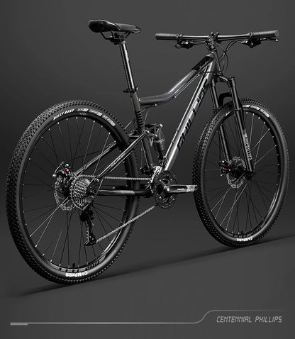 Soft Tail Mountain Bike, Dual Shock Absorbing Cross-Country Mountain Bicycle,Downhill Bicycle Double Disc Brake, 24/27/30 Speed,