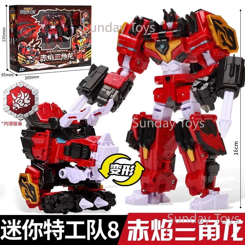 New Miniforce 8 Super Dinoid Transform Combined Mecha Robot Action Figures Toys Mini Force Rex Battle King Deformation Model Toy