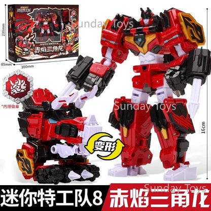 New Miniforce 8 Super Dinoid Transform Combined Mecha Robot Action Figures Toys Mini Force Rex Battle King Deformation Model Toy